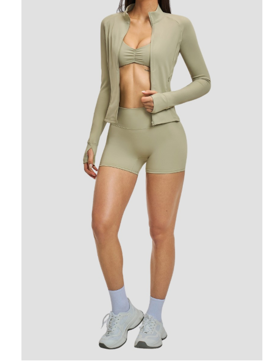 Zip Jacket + Short Set in Sage